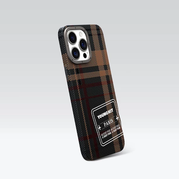 Youngkit Apple iPhone 15 Pro Max Kılıf Ekose Desenli Youngkit Gezhi Serisi Kapak - 6