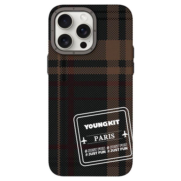 Youngkit Apple iPhone 15 Pro Max Kılıf Ekose Desenli Youngkit Gezhi Serisi Kapak - 4