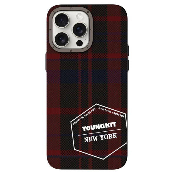 Youngkit Apple iPhone 15 Pro Max Kılıf Ekose Desenli Youngkit Gezhi Serisi Kapak - 7