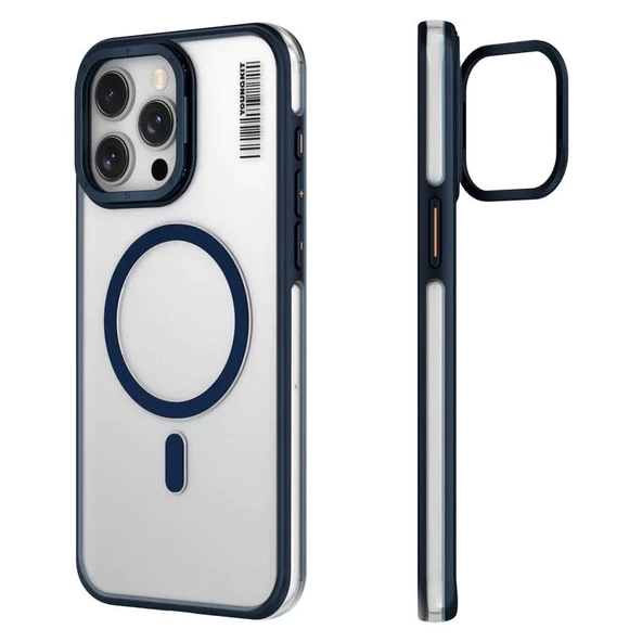 Youngkit Apple iPhone 15 Pro Max Kılıf Magsafe Şarj Özellikli Sararma Önleyici Youngkit Crystal Grid Kapak - Resim 2