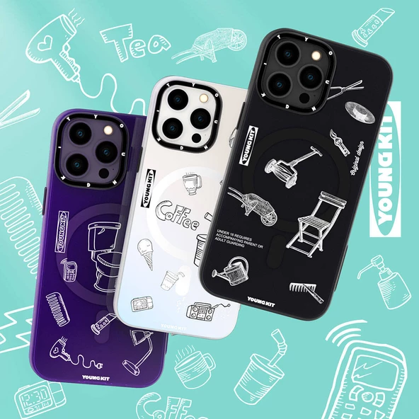 Youngkit Apple iPhone 14 Pro Max Kılıf Magsafe Şarj Özellikli Desenli Youngkit Plaything Serisi Kapak - Resim 8
