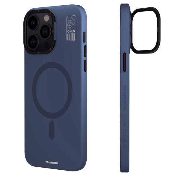 Youngkit Apple iPhone 15 Pro Max Kılıf Magsafe Şarj Özellikli Standlı YoungKit Hermit Bracket Serisi Kapak - Resim 7