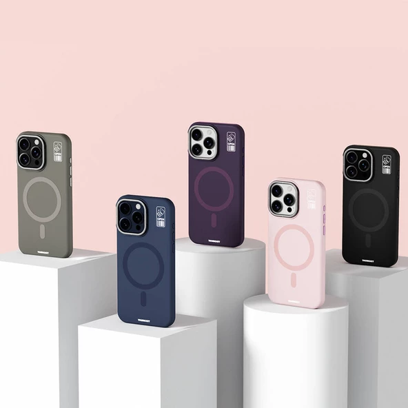 Youngkit Apple iPhone 15 Pro Max Kılıf Magsafe Şarj Özellikli Kamera Standlı Youngkit Bitty Cream Kapak - Resim 8