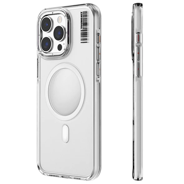 Youngkit Apple iPhone 15 Pro Kılıf Magsafe Şarj Özellikli Şeffaf Youngkit Crystal Shield Serisi Kapak - Resim 9
