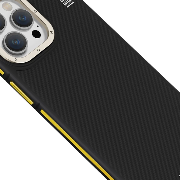 Youngkit Apple iPhone 15 Pro Kılıf Magsafe Şarj Özellikli YoungKit 600D Kevlar Kapak - Resim 5