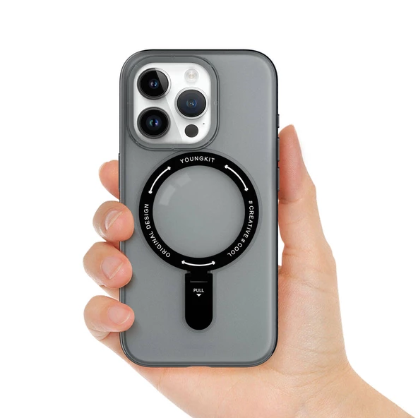 Youngkit Apple iPhone 15 Pro Kılıf Magsafe Şarj Özellikli Youngkit Rock Serisi Kapak - Resim 9