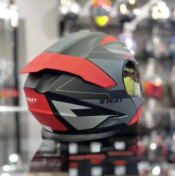 Sway 912 Full Face İridyum Vizör Çene Açılır Motosiklet Kaskı M Beden C1 Red + 1 Şeffaf Vizör Hediyeli - 3
