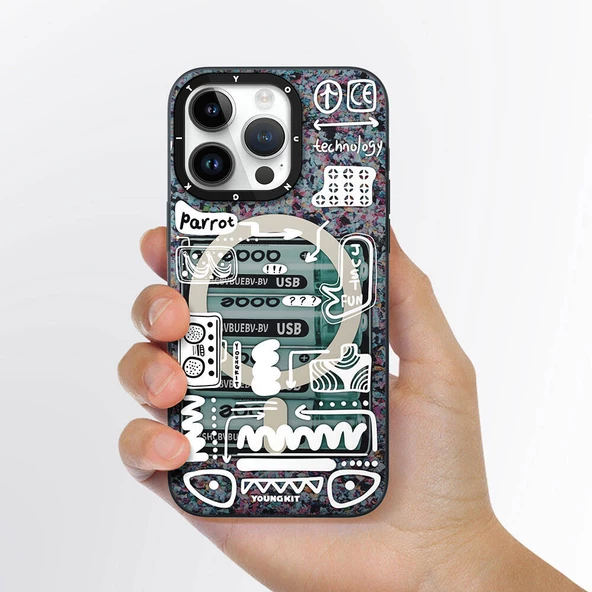 Youngkit Apple iPhone 15 Pro Max Kılıf Magsafe Şarj Özellikli Youngkit Dark Matter Serisi Kapak - Resim 5