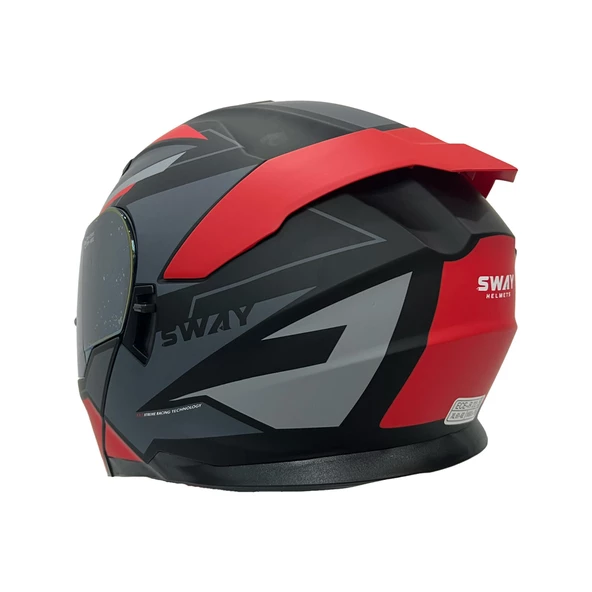 Sway 912 Full Face İridyum Vizör Çene Açılır Motosiklet Kaskı M Beden C1 Red + 1 Şeffaf Vizör Hediyeli - 12