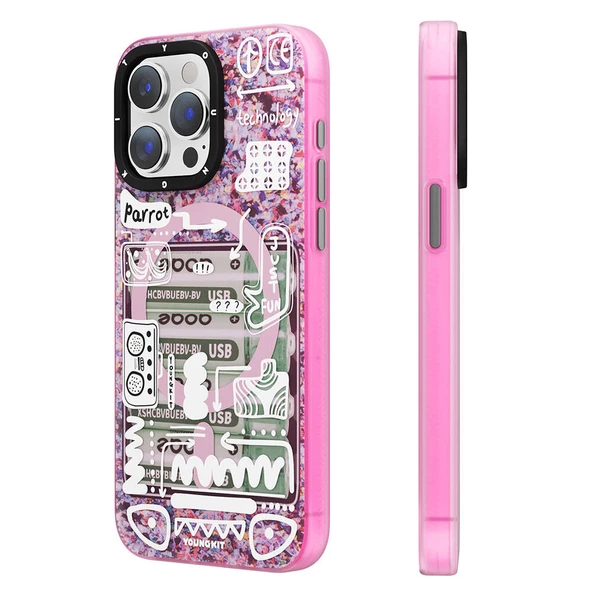 Youngkit Apple iPhone 15 Pro Kılıf Magsafe Şarj Özellikli Youngkit Dark Matter Serisi Kapak - Resim 7