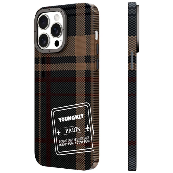 Youngkit Apple iPhone 15 Pro Max Kılıf Ekose Desenli Youngkit Gezhi Serisi Kapak - 11