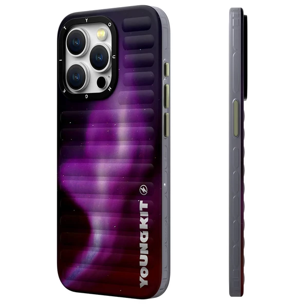 Youngkit Apple iPhone 15 Pro Max Kılıf Kuzey Işıkları Desenli Youngkit Aurora Serisi Kapak - Resim 3