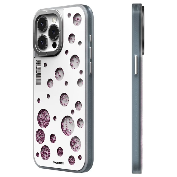 Youngkit Apple iPhone 14 Pro Max Kılıf Magsafe Şarj Özellikli Youngkit Quicksand Beads Serisi Kapak