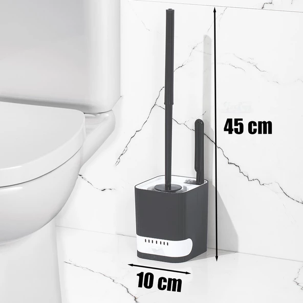 Porsima 2027 Pratik Temizlik Tuvalet Fırçalığı Banyo Tuvalet Fırçası Wc Klozet Fırçası - Antrasit Beyaz - 7
