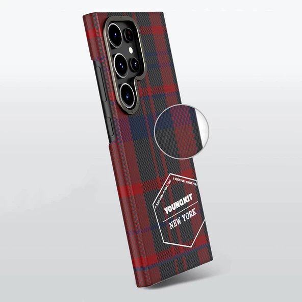 Youngkit Galaxy S24 Ultra Kılıf Ekose Desenli Youngkit Gezhi Serisi Kapak - 5