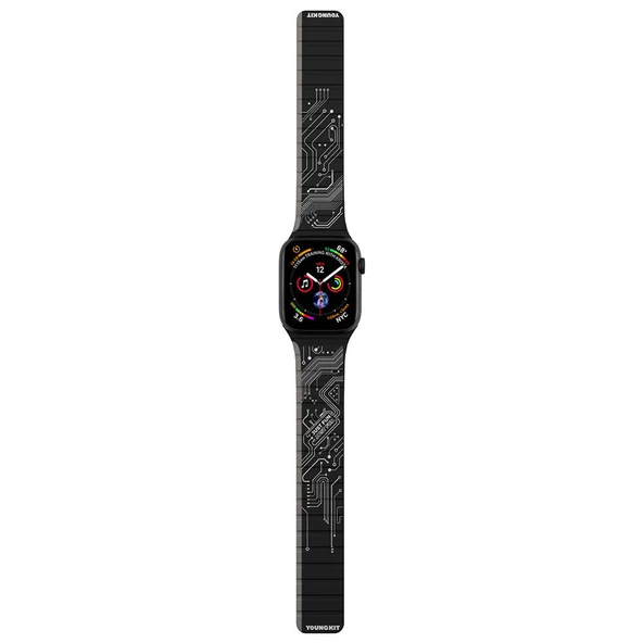 Youngkit Apple Watch 7 41mm Kordon Youngkit Technological Magnetik Tak Çıkar Silikon Strap Kayış - 8