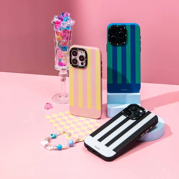 Youngkit Apple iPhone 15 Pro Max Kılıf Magsafe Şarj Özellikli Youngkit Striped Piano Keys Serisi Kapak - Resim 11