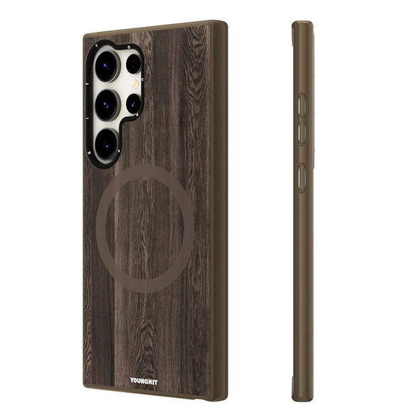 Youngkit Galaxy S24 Ultra Kılıf Magsafe Şarj Özellikli Sararmaya Dayanıklı Youngkit Wood Forest Serisi Kapak - Resim 3