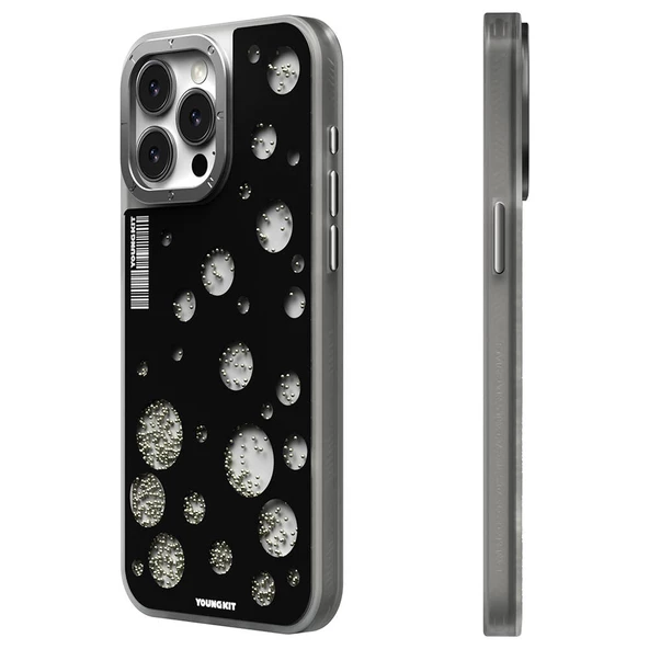 Youngkit Apple iPhone 15 Pro Kılıf Magsafe Şarj Özellikli Youngkit Quicksand Beads Serisi Kapak - Resim 3