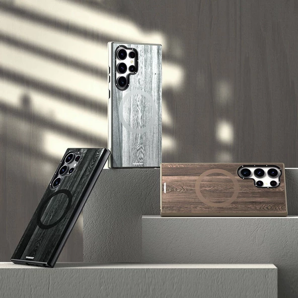 Youngkit Galaxy S24 Ultra Kılıf Magsafe Şarj Özellikli Sararmaya Dayanıklı Youngkit Wood Forest Serisi Kapak - Resim 7