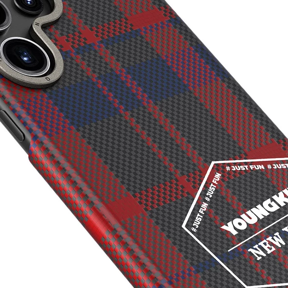Youngkit Galaxy S24 Ultra Kılıf Ekose Desenli Youngkit Gezhi Serisi Kapak - 8