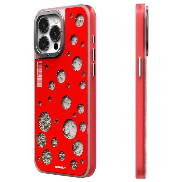 Youngkit Apple iPhone 15 Pro Kılıf Magsafe Şarj Özellikli Youngkit Quicksand Beads Serisi Kapak