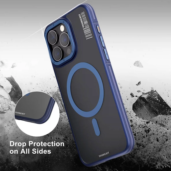 Youngkit Apple iPhone 13 Pro Max Kılıf Magsafe Şarj Özellikli Youngkit Rock Sand Serisi Kapak - Resim 10