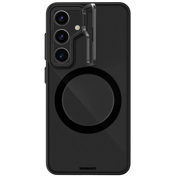 Youngkit Galaxy S24 Plus Kılıf Magsafe Şarj Özellikli Sararma Önleyici Youngkit Crystal Grid Kapak - Resim 5