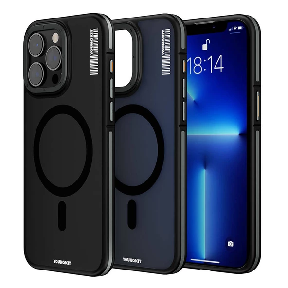 Youngkit Apple iPhone 13 Pro Max Kılıf Magsafe Şarj Özellikli Youngkit Rock Sand Serisi Kapak - Resim 12