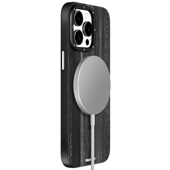 Youngkit Apple iPhone 15 Pro Kılıf Magsafe Şarj Özellikli Sararmaya Dayanıklı Youngkit Wood Forest Serisi Kapak - Resim 4