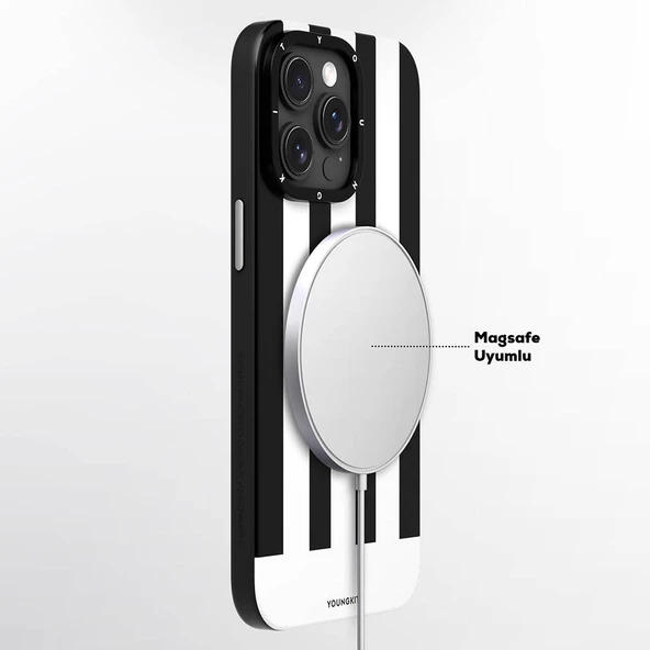 Youngkit Apple iPhone 14 Pro Max Kılıf Magsafe Şarj Özellikli Youngkit Striped Piano Keys Serisi Kapak - Resim 10