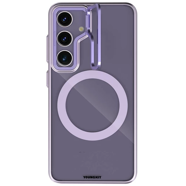 Youngkit Galaxy S24 Plus Kılıf Magsafe Şarj Özellikli Sararma Önleyici Youngkit Crystal Grid Kapak - Resim 6