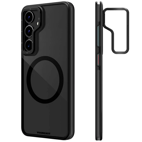 Youngkit Galaxy S24 Plus Kılıf Magsafe Şarj Özellikli Sararma Önleyici Youngkit Crystal Grid Kapak - Resim 2