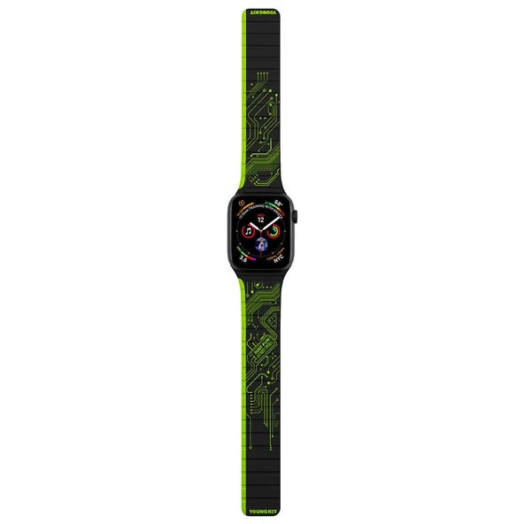 Youngkit Apple Watch 7 41mm Kordon Youngkit Technological Magnetik Tak Çıkar Silikon Strap Kayış - 6