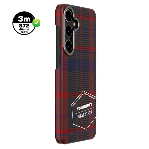 Youngkit Galaxy S24 Plus Kılıf Ekose Desenli Youngkit Gezhi Serisi Kapak - 3