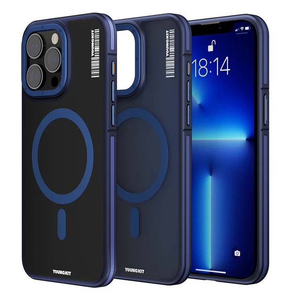 Youngkit Apple iPhone 13 Pro Max Kılıf Magsafe Şarj Özellikli Youngkit Rock Sand Serisi Kapak - Resim 11