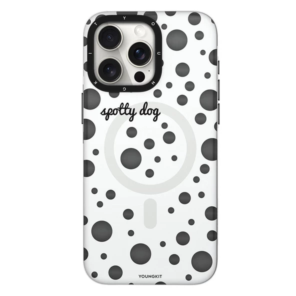 Youngkit Apple iPhone 13 Pro Kılıf Magsafe Şarj Özellikli Polka Dot Desenli Youngkit Spots Serisi Kapak - Resim 12
