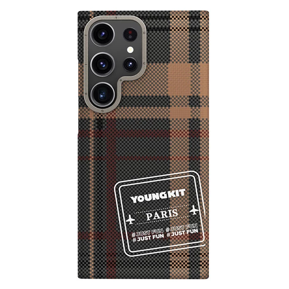 Youngkit Galaxy S24 Ultra Kılıf Ekose Desenli Youngkit Gezhi Serisi Kapak - 9