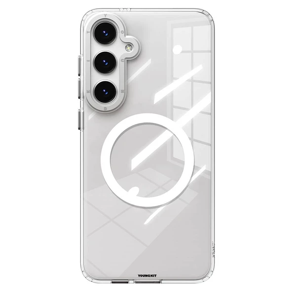Youngkit Galaxy S24 Kılıf Magsafe Şarj Özellikli Sararmaya Karşı Dayanıklı Youngkit Clear Crystal Serisi Kapak - Resim 4