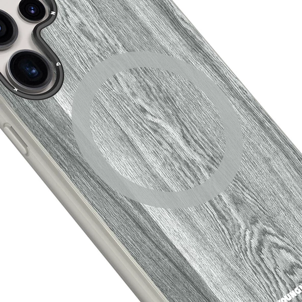 Youngkit Galaxy S24 Ultra Kılıf Magsafe Şarj Özellikli Sararmaya Dayanıklı Youngkit Wood Forest Serisi Kapak - Resim 6