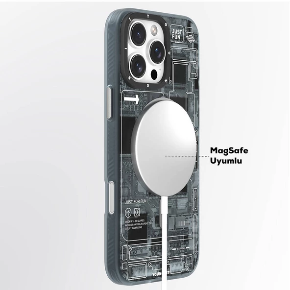 Youngkit Apple iPhone 16 Pro Kılıf Magsafe Şarj Özellikli Youngkit Technology Serisi Kapak - 7