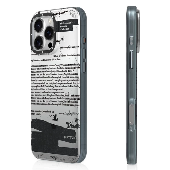 Youngkit Apple iPhone 16 Pro Max Kılıf Magsafe Şarj Özellikli Youngkit Literary Serisi Shakespeare Kapak - Resim 4