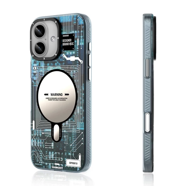 Youngkit Apple iPhone 16 Kılıf Magsafe Şarj Özellikli Youngkit Technology Serisi Kapak - Resim 3