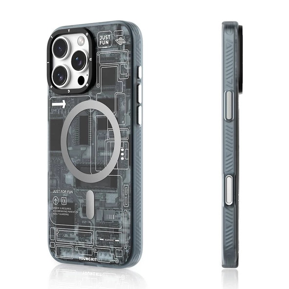 Youngkit Apple iPhone 16 Pro Kılıf Magsafe Şarj Özellikli Youngkit Technology Serisi Kapak - 4