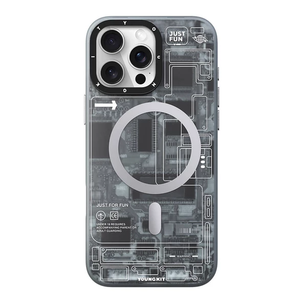 Youngkit Apple iPhone 16 Pro Kılıf Magsafe Şarj Özellikli Youngkit Technology Serisi Kapak - 9