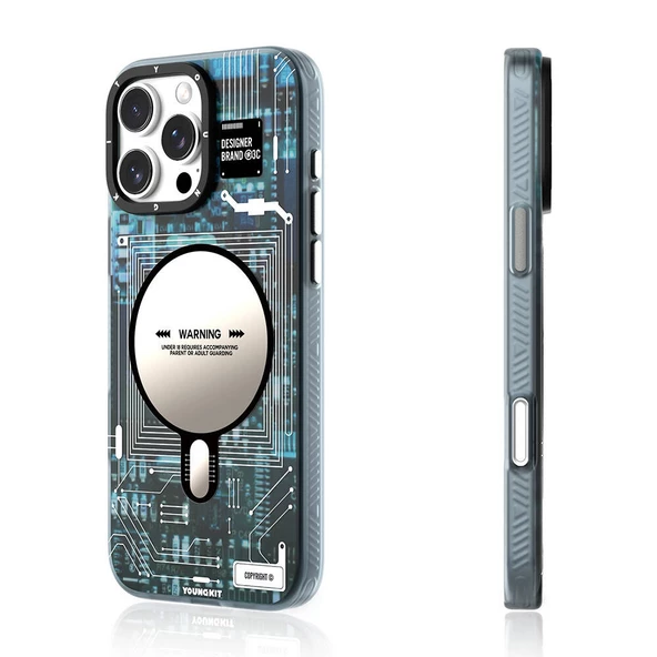 Youngkit Apple iPhone 16 Pro Kılıf Magsafe Şarj Özellikli Youngkit Technology Serisi Kapak - 3