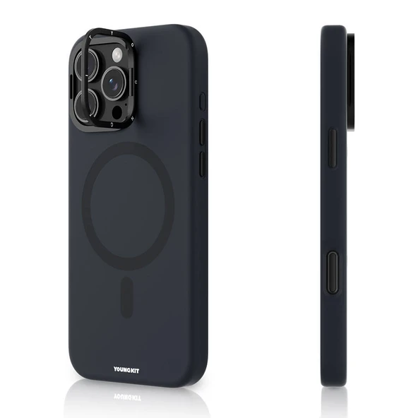 Youngkit Apple iPhone 16 Pro Max Kılıf Magsafe Şarj Özellikli Kamera Standlı Youngkit Bitty Cream Kapak - Resim 6