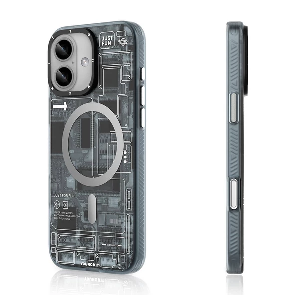 Youngkit Apple iPhone 16 Kılıf Magsafe Şarj Özellikli Youngkit Technology Serisi Kapak - Resim 4
