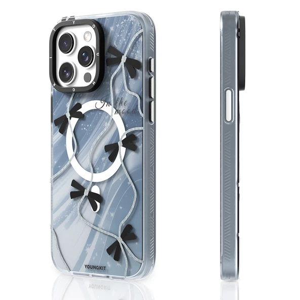 Youngkit Apple iPhone 15 Pro Kılıf Magsafe Şarj Özellikli Airbagli Çift Katmanlı Youngkit Star&Butterfly Serisi Kapak - Resim 5