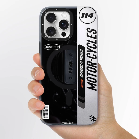 Youngkit Apple iPhone 14 Pro Max Kılıf Magsafe Şarj Özellikli Youngkit Motorcycle Legend Serisi Kapak - Resim 6